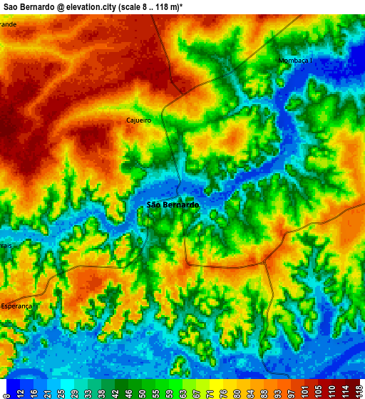 Zoom OUT 2x São Bernardo, Brazil elevation map