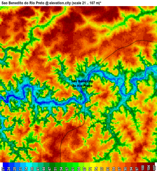 Zoom OUT 2x São Benedito do Rio Preto, Brazil elevation map