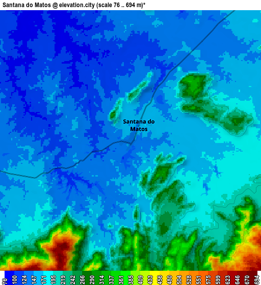 Zoom OUT 2x Santana do Matos, Brazil elevation map