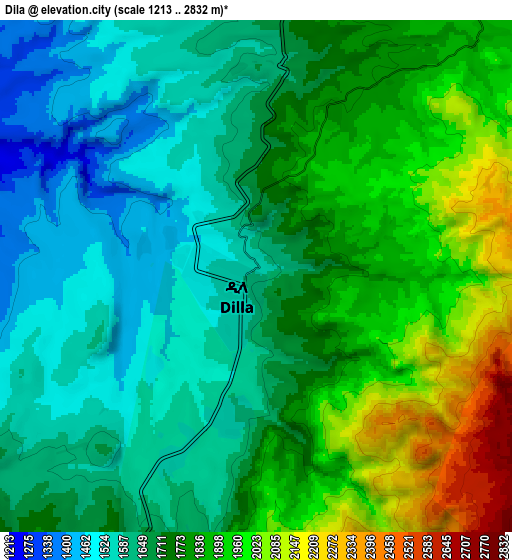 Zoom OUT 2x Dīla, Ethiopia elevation map