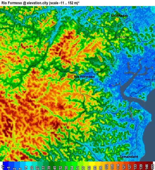 Zoom OUT 2x Rio Formoso, Brazil elevation map