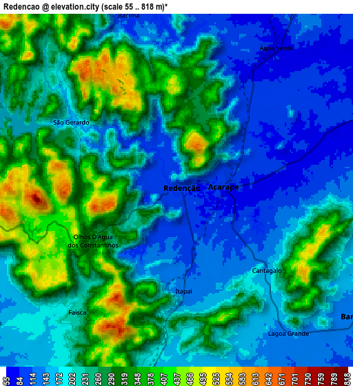 Zoom OUT 2x Redenção, Brazil elevation map