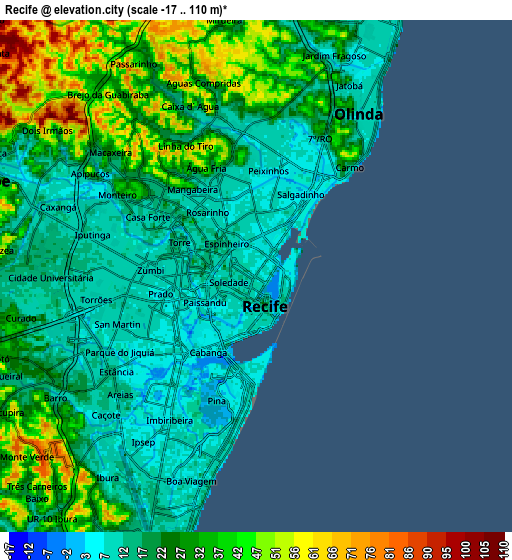 Zoom OUT 2x Recife, Brazil elevation map