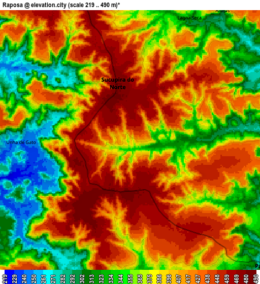 Zoom OUT 2x Raposa, Brazil elevation map