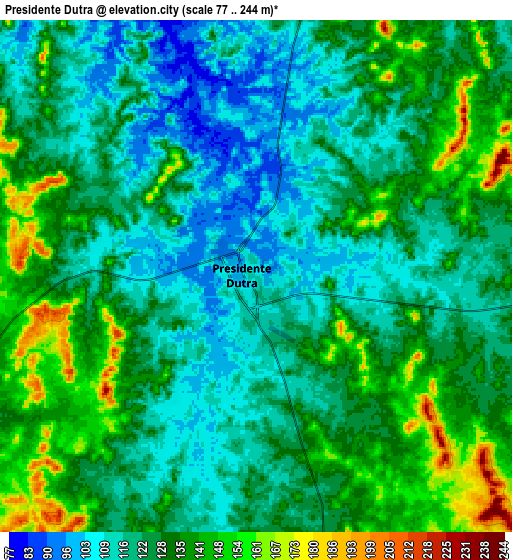 Zoom OUT 2x Presidente Dutra, Brazil elevation map