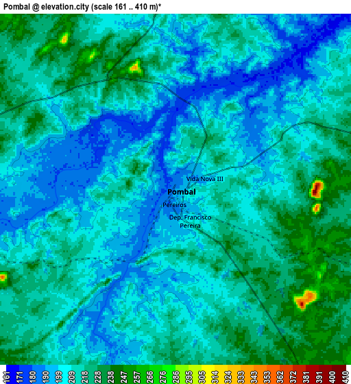 Zoom OUT 2x Pombal, Brazil elevation map