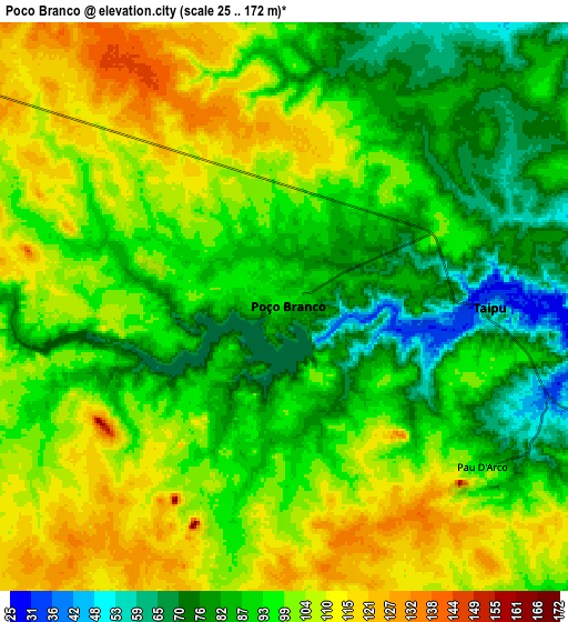 Zoom OUT 2x Poço Branco, Brazil elevation map