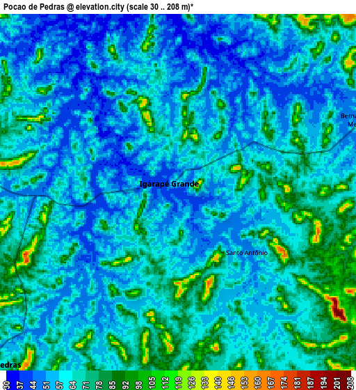 Zoom OUT 2x Poção de Pedras, Brazil elevation map