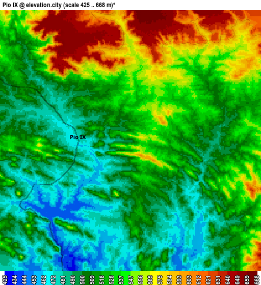 Zoom OUT 2x Pio IX, Brazil elevation map