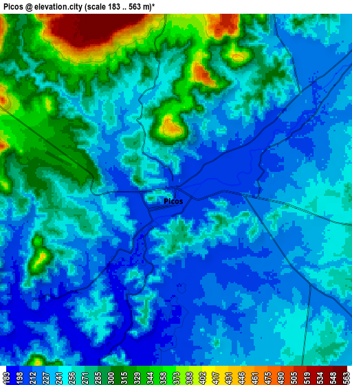 Zoom OUT 2x Picos, Brazil elevation map