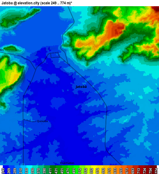 Zoom OUT 2x Jatobá, Brazil elevation map