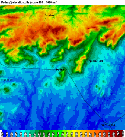 Zoom OUT 2x Pedra, Brazil elevation map