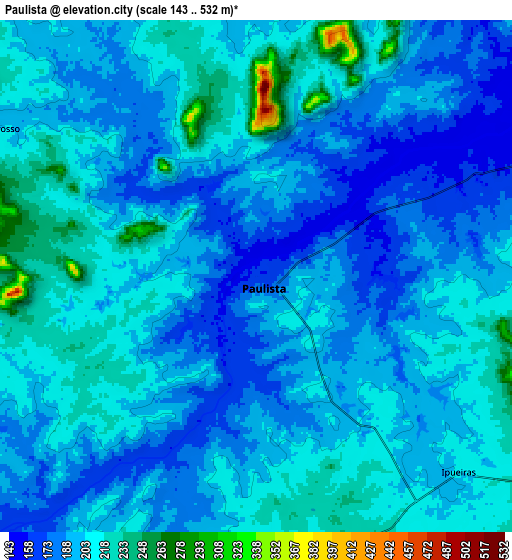 Zoom OUT 2x Paulista, Brazil elevation map