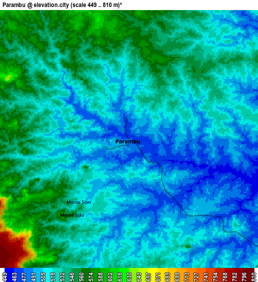 Zoom OUT 2x Parambu, Brazil elevation map