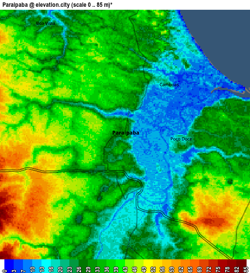 Zoom OUT 2x Paraipaba, Brazil elevation map