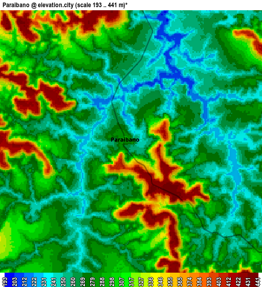 Zoom OUT 2x Paraibano, Brazil elevation map