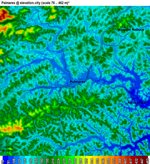 Zoom OUT 2x Palmares, Brazil elevation map