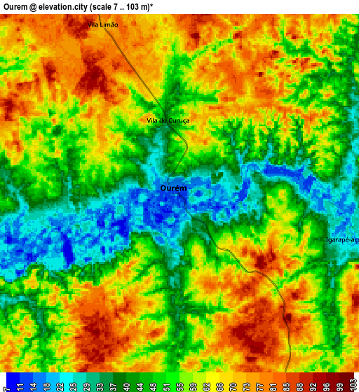 Zoom OUT 2x Ourém, Brazil elevation map