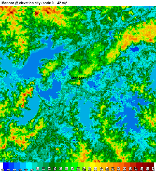 Zoom OUT 2x Monção, Brazil elevation map