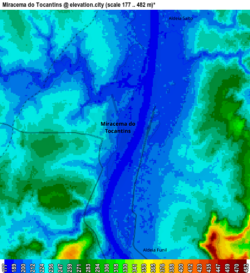 Zoom OUT 2x Miracema do Tocantins, Brazil elevation map