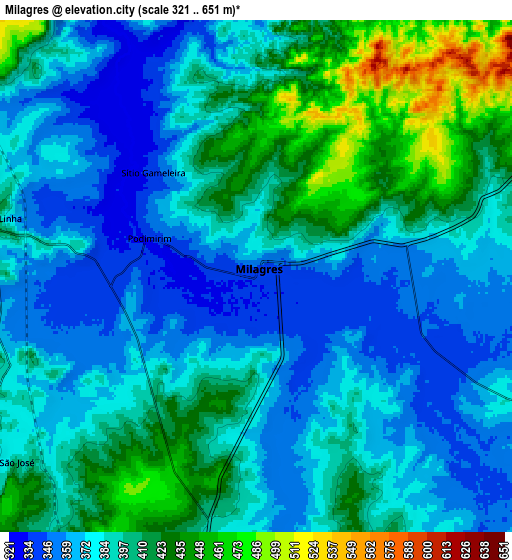 Zoom OUT 2x Milagres, Brazil elevation map