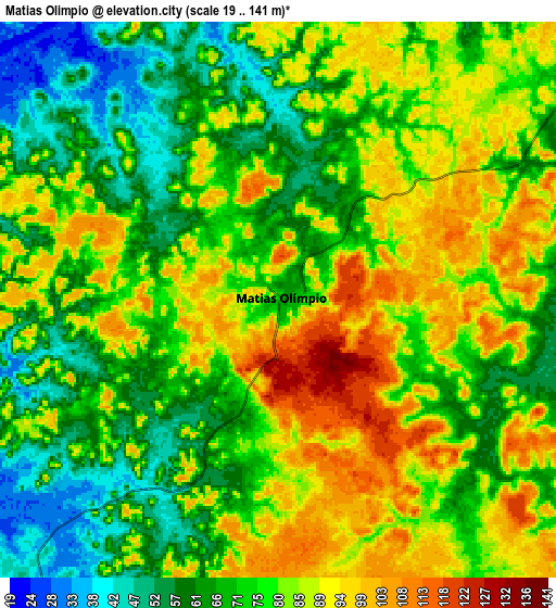Zoom OUT 2x Matias Olímpio, Brazil elevation map