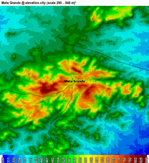 Zoom OUT 2x Mata Grande, Brazil elevation map