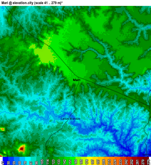 Zoom OUT 2x Mari, Brazil elevation map