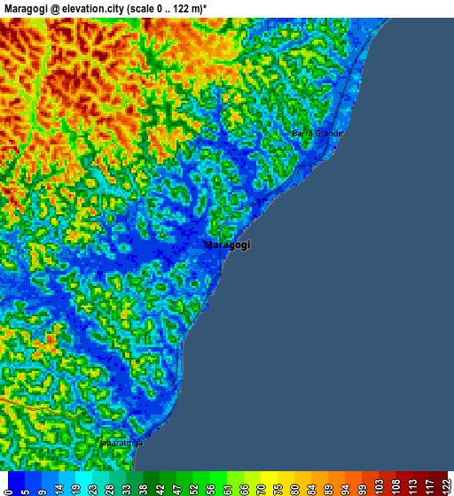 Zoom OUT 2x Maragogi, Brazil elevation map