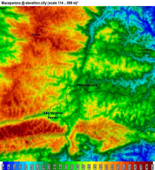 Zoom OUT 2x Macaparana, Brazil elevation map
