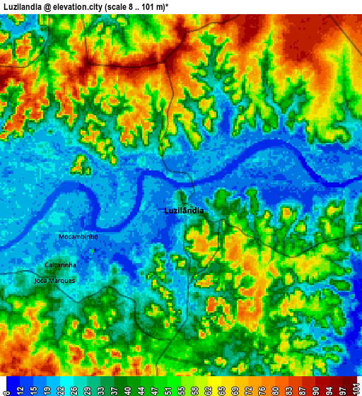 Zoom OUT 2x Luzilândia, Brazil elevation map