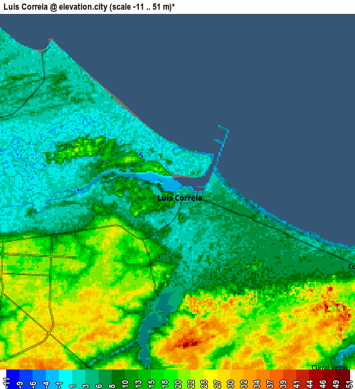 Zoom OUT 2x Luís Correia, Brazil elevation map