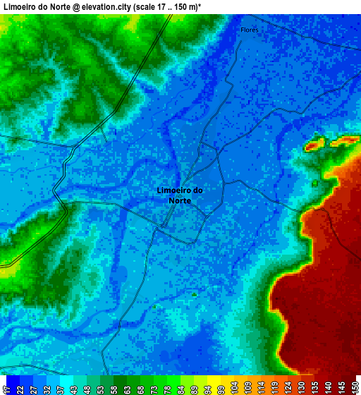 Zoom OUT 2x Limoeiro do Norte, Brazil elevation map