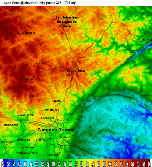 Zoom OUT 2x Lagoa Seca, Brazil elevation map