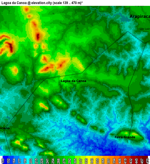 Zoom OUT 2x Lagoa da Canoa, Brazil elevation map