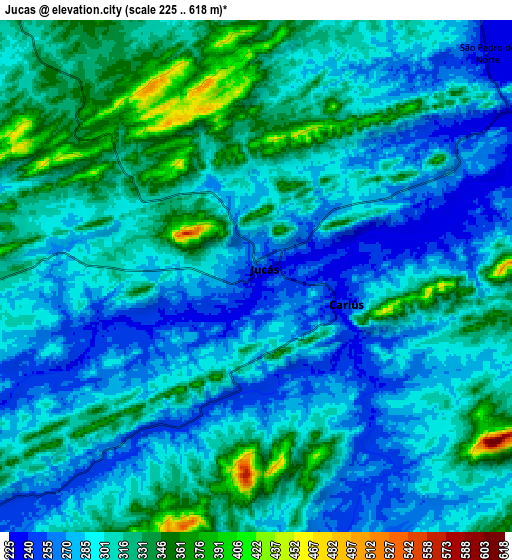 Zoom OUT 2x Jucás, Brazil elevation map