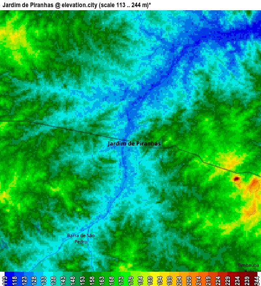 Zoom OUT 2x Jardim de Piranhas, Brazil elevation map