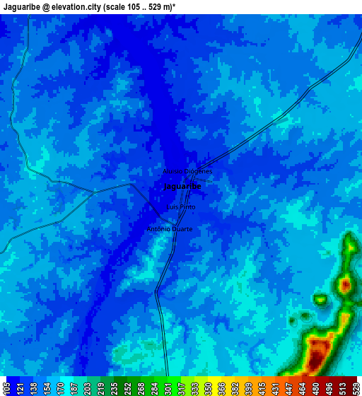 Zoom OUT 2x Jaguaribe, Brazil elevation map