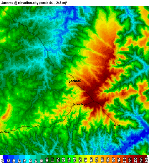 Zoom OUT 2x Jacaraú, Brazil elevation map