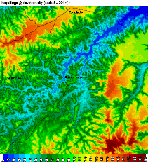 Zoom OUT 2x Itaquitinga, Brazil elevation map