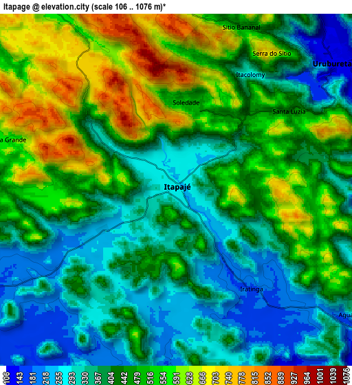 Zoom OUT 2x Itapagé, Brazil elevation map