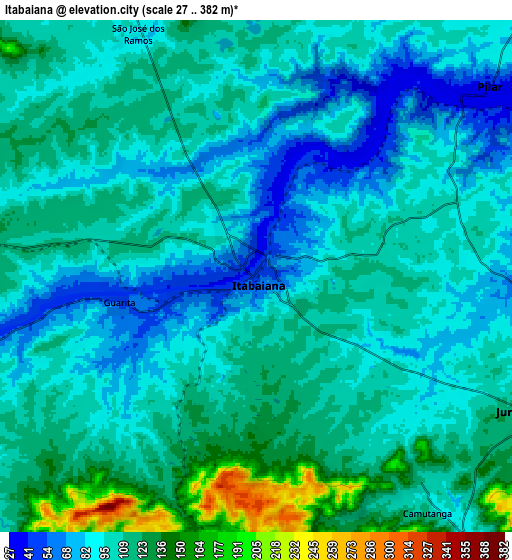 Zoom OUT 2x Itabaiana, Brazil elevation map