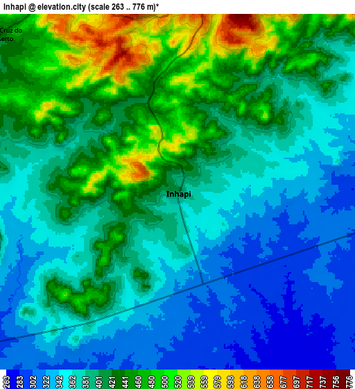 Zoom OUT 2x Inhapi, Brazil elevation map