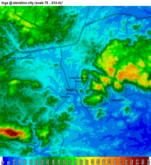 Zoom OUT 2x Ingá, Brazil elevation map