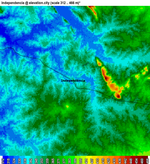 Zoom OUT 2x Independência, Brazil elevation map