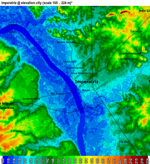 Zoom OUT 2x Imperatriz, Brazil elevation map