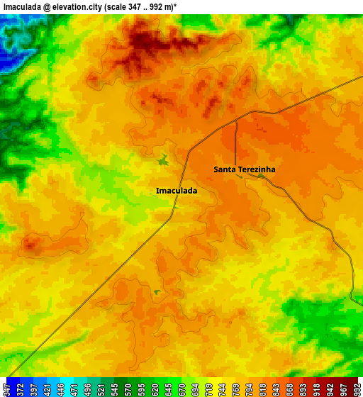 Zoom OUT 2x Imaculada, Brazil elevation map
