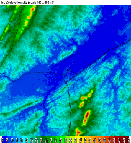 Zoom OUT 2x Icó, Brazil elevation map