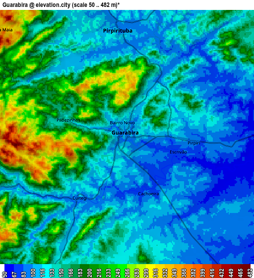 Zoom OUT 2x Guarabira, Brazil elevation map