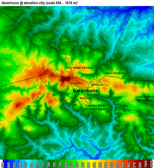 Zoom OUT 2x Garanhuns, Brazil elevation map